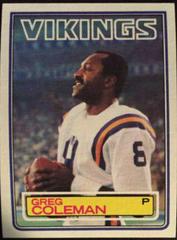 Greg Coleman Football Cards 1983 Topps Prices