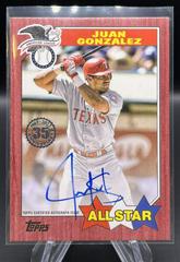 Juan Gonzalez [Red] #87ASA-JG Baseball Cards 2022 Topps Update 1987 Autographs Prices