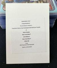 Kevin Parada, Jett Williams [Gold] #FFDA-PW Baseball Cards 2022 Bowman Draft Franchise Futures Dual Autographs Prices