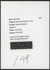 Luka Doncic Basketball Cards 2021 Panini Obsidian Volcanic Signatures Prices