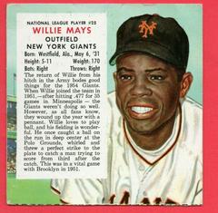 Willie Mays Baseball Cards 1954 Red Man Tobacco Prices