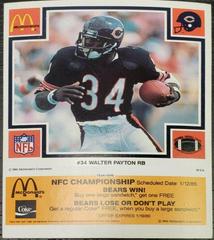 Walter Payton [Orange] #34 Football Cards 1985 McDonald's Bears Prices