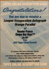 Wander Franco [Orange] Baseball Cards 2022 Topps Tribute League Inauguration Autographs Prices