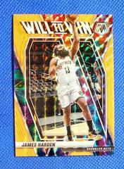 James Harden [Orange Fluorescent] #8 Basketball Cards 2020 Panini Mosaic Will to Win Prices