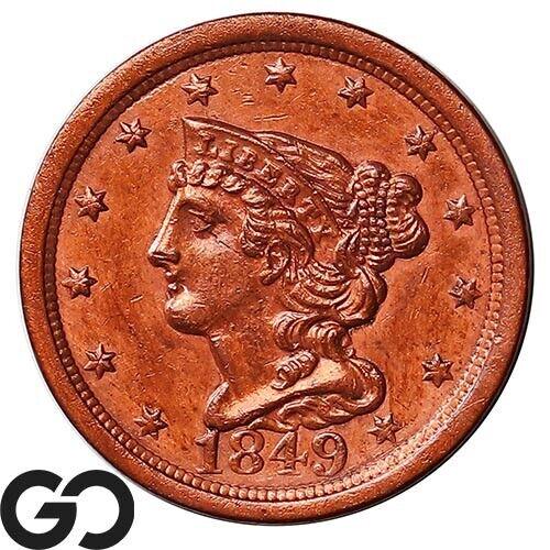 1849 Coins Braided Hair Half Cent