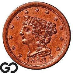 1849 (None) Phil Braided Hair Half Cent Value