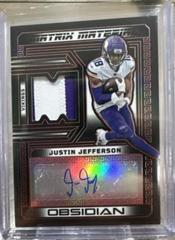 Justin Jefferson [Electric Etch Red] #1 Football Cards 2023 Panini Obsidian Matrix Material Autograph Prices