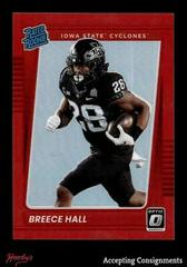 Breece Hall [Red] Football Cards 2022 Panini Chronicles Draft Picks Donruss Optic Rated Rookie Prices