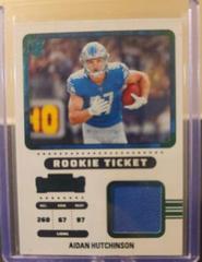 Aiden Hutchinson [Emerald] Football Cards 2022 Panini Contenders Rookie Ticket Swatches Prices