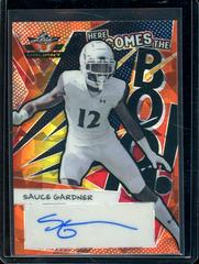 Sauce Gardner [Crystal Orange ] #HB-AG1 Football Cards 2022 Leaf Valiant Autographs Here Comes the Boom Prices