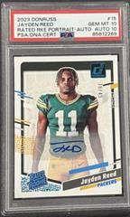 Jayden Reed [Autograph] #15 Football Cards 2023 Panini Donruss Rated Rookies Portrait Prices