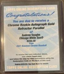 Andrew Vaughn [Gold Refractor] Baseball Cards 2021 Bowman Chrome Rookie Autographs Prices