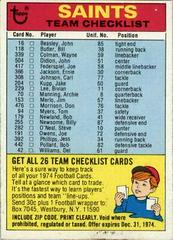 New Orleans Saints Football Cards 1974 Topps Team Checklists Prices