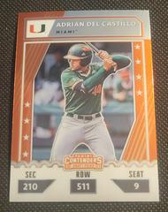 Adrian Del Castillo #CTO-AC Baseball Cards 2021 Panini Elite Extra Edition College Tickets Optic Prices