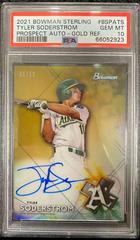 Tyler Soderstrom [Gold Refractor] #BSPA-TS Baseball Cards 2021 Bowman Sterling Prospect Autographs Prices