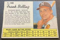 Frank Bolling [Hand Cut] Baseball Cards 1962 Jell O Prices