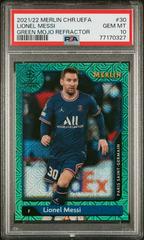 Lionel Messi [Green Mojo] Soccer Cards 2022 Topps Merlin Chrome UEFA Club Competitions Prices