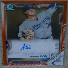 Austin Cox [Orange Refractor] #CPA-AC Baseball Cards 2021 Bowman Chrome Prospect Autographs Prices
