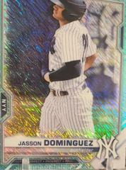 Jasson Dominguez [Aqua Shimmer Refractor] Baseball Cards 2021 Bowman Chrome Prospects Prices
