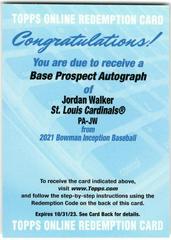 Jordan Walker #PA-JW Baseball Cards 2021 Bowman Inception Autographs Prices