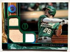 Matt Chapman [Green] #TTR-MCH Baseball Cards 2022 Topps Tribute Triple Relics Prices