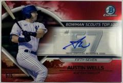 Austin Wells [Autograph Red] #BTP-57 Baseball Cards 2023 Bowman Scouts Top 100 Prices