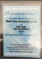 Aaron Judge Baseball Cards 2022 Stadium Club Chrome Beam Team Autographs Prices