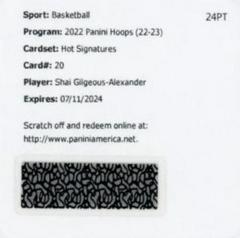Shai Gilgeous Alexander #HS-SG Basketball Cards 2022 Panini Hoops Hot Signatures Prices