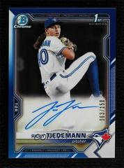 Ricky Tiedemann [Blue Refractor] #CDA-RTI Baseball Cards 2021 Bowman Draft Pick Chrome Autographs Prices