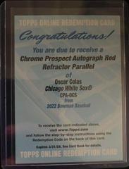 Oscar Colas [Red Refractor] #CPA-OCS Baseball Cards 2022 Bowman Chrome Prospect Autographs Prices