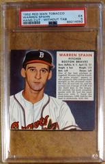 Warren Spahn [Hand Cut Without Tab] Baseball Cards 1952 Red Man Tobacco Prices