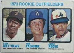 Rookie Outfielders [Matthews, Paciorek, Roque] #606 Baseball Cards 1973 Topps Prices