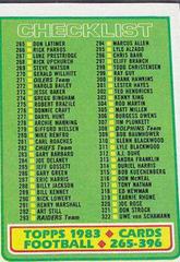 Checklist 265 396 #396 Football Cards 1983 Topps Prices