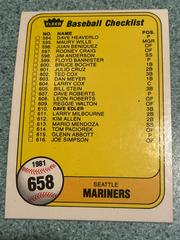 Checklist 594-637 #658 Baseball Cards 1981 Fleer Prices