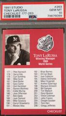 Tony LaRussa [Checklist 177-263] #263 Baseball Cards 1991 Studio Prices