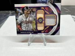 Ronald Acuna Jr. [Purple] #TR-RA Baseball Cards 2023 Topps Tribute Triple Relics Prices