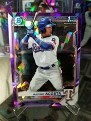 Maximo Acosta [Purple] Baseball Cards 2021 Bowman Chrome Sapphire Prospects Prices