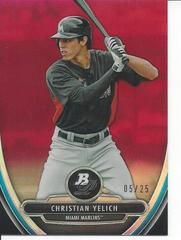 Christian Yelich [Red Refractor] #12 Baseball Cards 2013 Bowman Platinum Chrome Prospects Prices