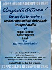 Miguel Cabrera [Orange] #IPA-MC Baseball Cards 2022 Topps Tribute Iconic Perspectives Autographs Prices