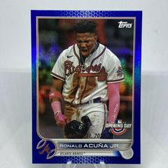 Ronald Acuna Jr. [Blue Foil] #100 Baseball Cards 2022 Topps Opening Day Prices