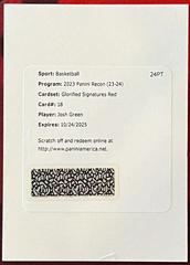 Josh Green [Red] #18 Basketball Cards 2023 Panini Recon Glorified Signature Prices