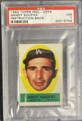 Sandy Koufax Baseball Cards 1963 Topps Peel Offs Prices