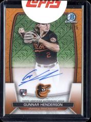 Gunnar Henderson [Orange] #BRA-GH Baseball Cards 2023 Bowman Chrome Rookie Mega Box Autographs Prices