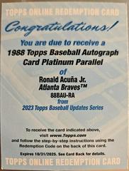 Ronald Acuna Jr. [Platinum] #88BAU-RA Baseball Cards 2023 Topps Update 1988 Autographs Prices