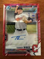 Tanner Bibee [Red Wave Refractor] #CDA-TBI Baseball Cards 2021 Bowman Draft Pick Chrome Autographs Prices