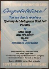 Kodai Senga [Gold] #OAA-KSE Baseball Cards 2023 Topps Big League Opening Act Autographs Prices