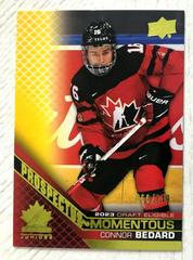Connor Bedard [Yellow] #PM-12 Hockey Cards 2022 Upper Deck Team Canada Juniors Prospectus Momentous Prices
