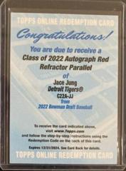 Jace Jung [Red] #C22A-JJ Baseball Cards 2022 Bowman Draft Class of Autographs Prices