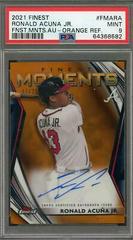 Ronald Acuna Jr. [Orange Refractor] #FMA-RA Baseball Cards 2021 Topps Finest Moments Autographs Prices