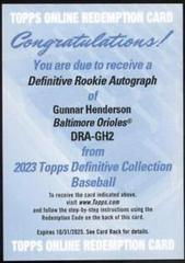 Gunnar Henderson Baseball Cards 2023 Topps Definitive Rookie Autographs Collection Prices